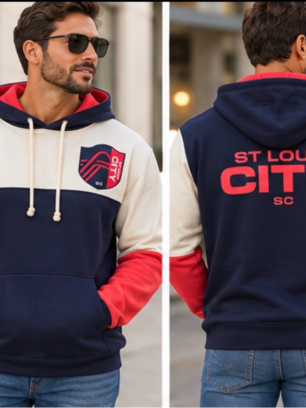 Mitchell & Ness St. Louis CITY SC Snow Washed Fleece Pullover Hoodie Blue & Red